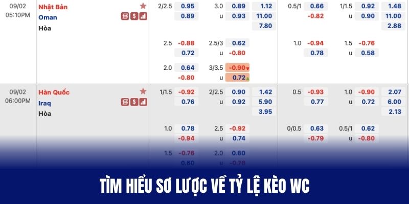 Tìm hiểu sơ lược về tỷ lệ kèo wc
