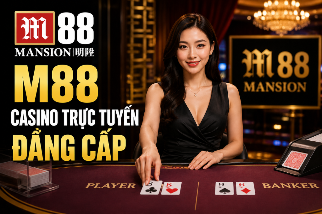 Dealer chia bài tại bàn Baccarat trực tuyến trong không gian casino sang trọng